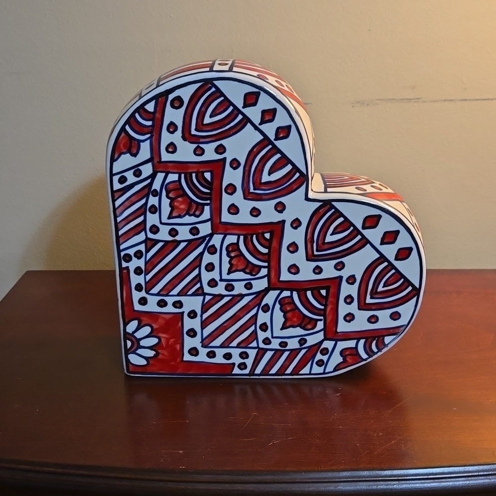 Glazed Porcelain Heart Decor Made in India 8 x 8 inches